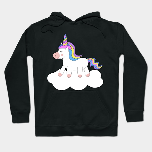 Cute Kawaii Unicorn on sky Hoodie by Novelty-art